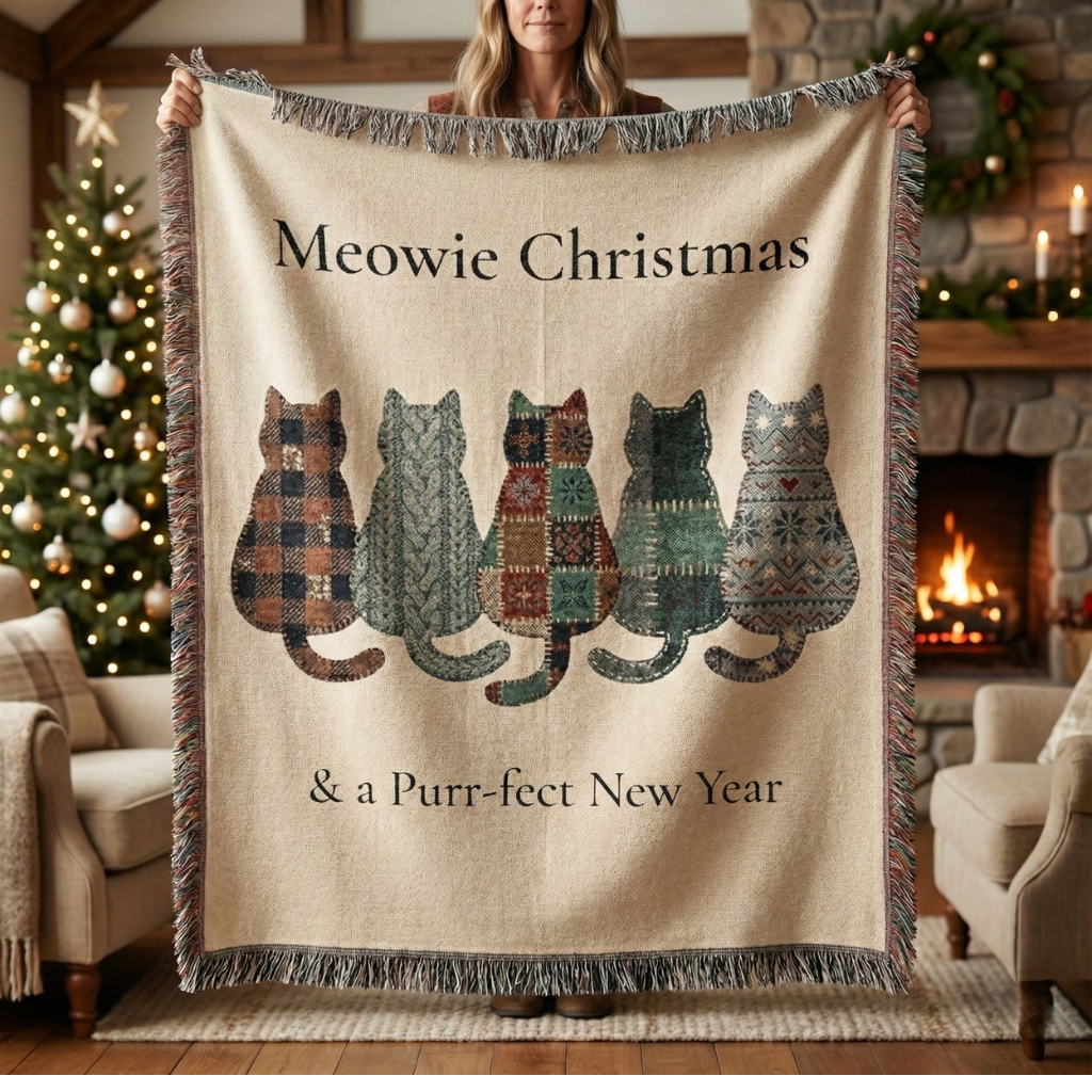 Cuddle With Your Furry Friend, 60x50 Woven Blanket.