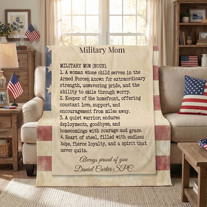 Personalized Military Mom Velveteen Plush Blanket – Custom Service Branch Gift