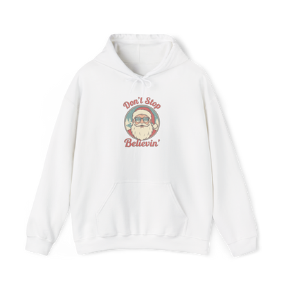Don’t Stop Believing Santa Hoodie – Retro Christmas Gildan