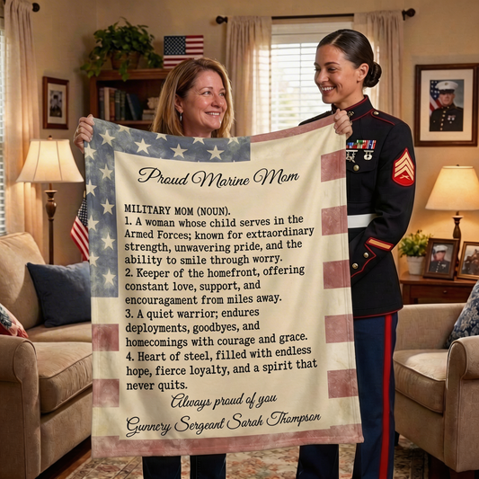Personalized Military Mom Velveteen Plush Blanket – Custom Service Branch Gift