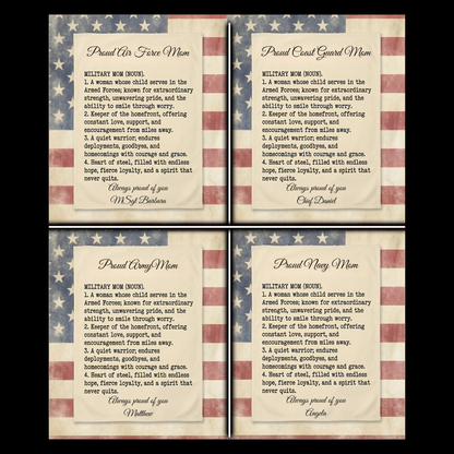 Personalized Military Mom Velveteen Plush Blanket – Custom Service Branch Gift