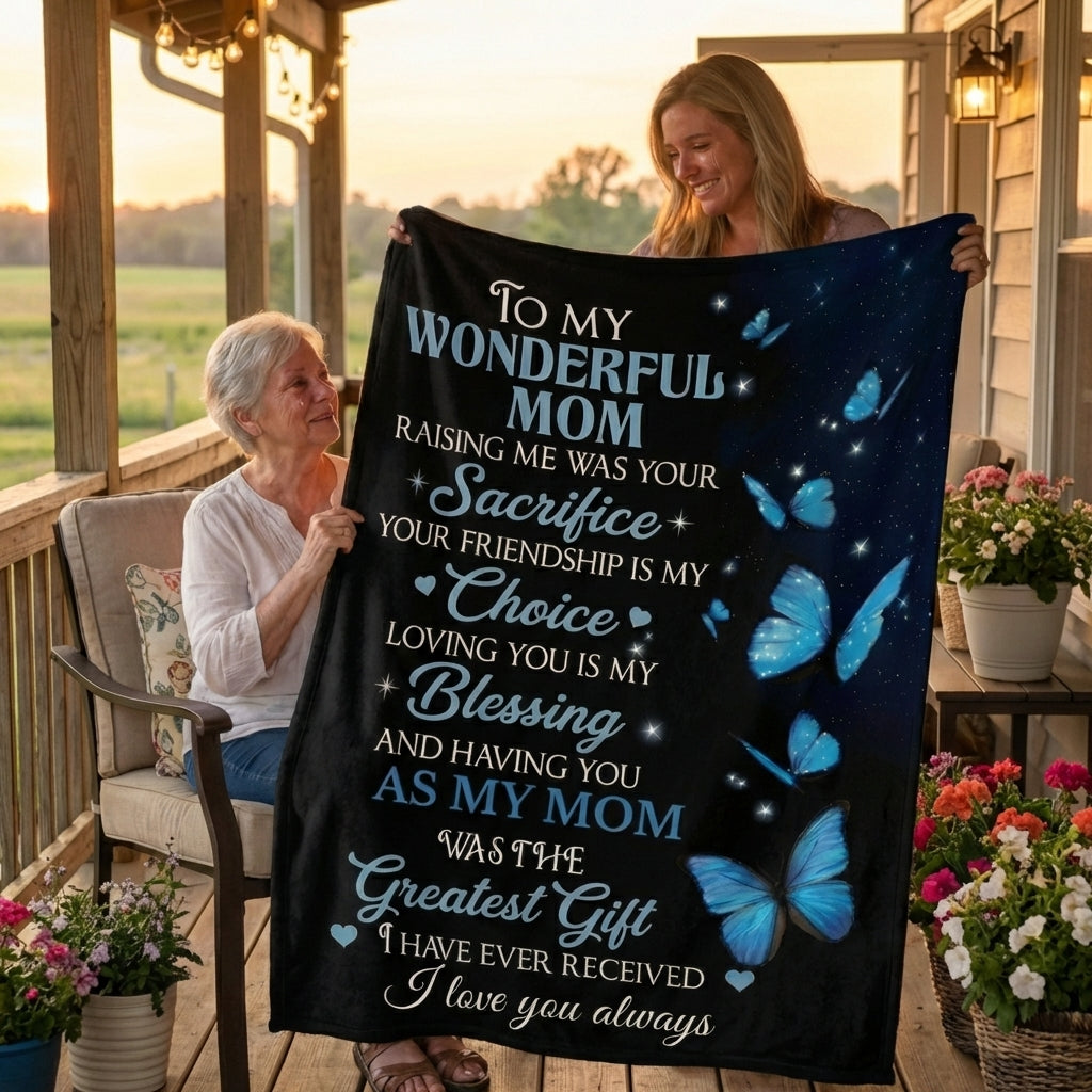 To My Mom Blanket – Thank You for Being My Mom – Custom Gift From Daughter or Son – Soft Plush Throw – Mother Appreciation Gift