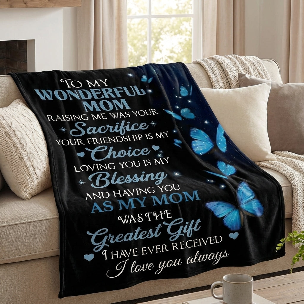 To My Mom Blanket – Thank You for Being My Mom – Custom Gift From Daughter or Son – Soft Plush Throw – Mother Appreciation Gift