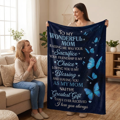 To My Mom Blanket – Thank You for Being My Mom – Custom Gift From Daughter or Son – Soft Plush Throw – Mother Appreciation Gift