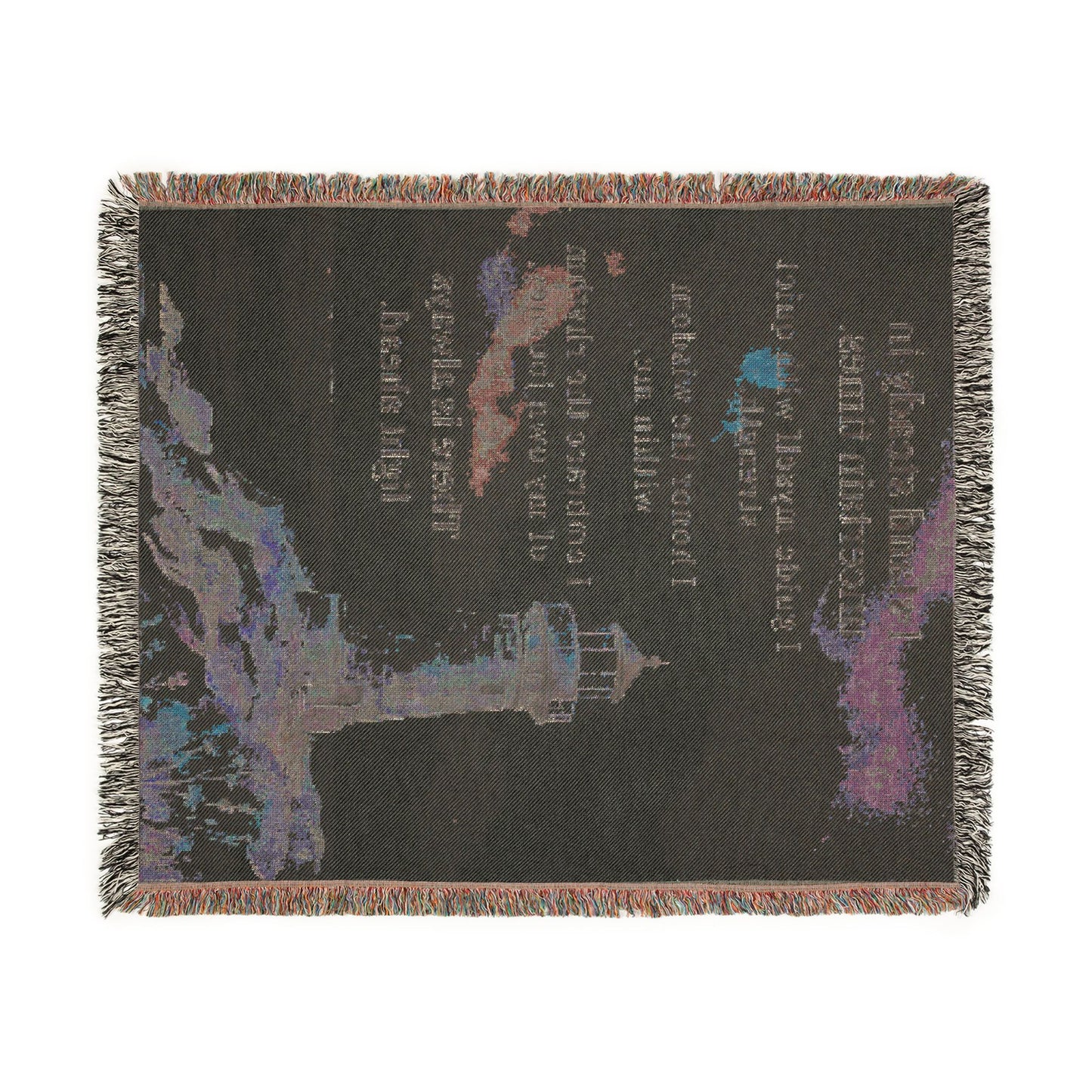 Lighthouse of Strength Woven Throw Blanket – Inspirational Coastal Tapestry