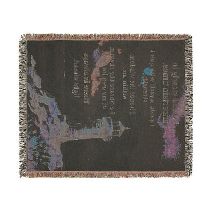 Lighthouse of Strength Woven Throw Blanket – Inspirational Coastal Tapestry